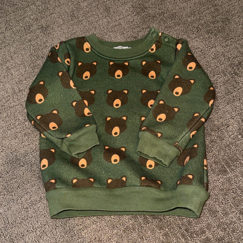 Green Bear Print Kids Sweatshirt